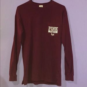 Pink vs long sleeve maroon tee
